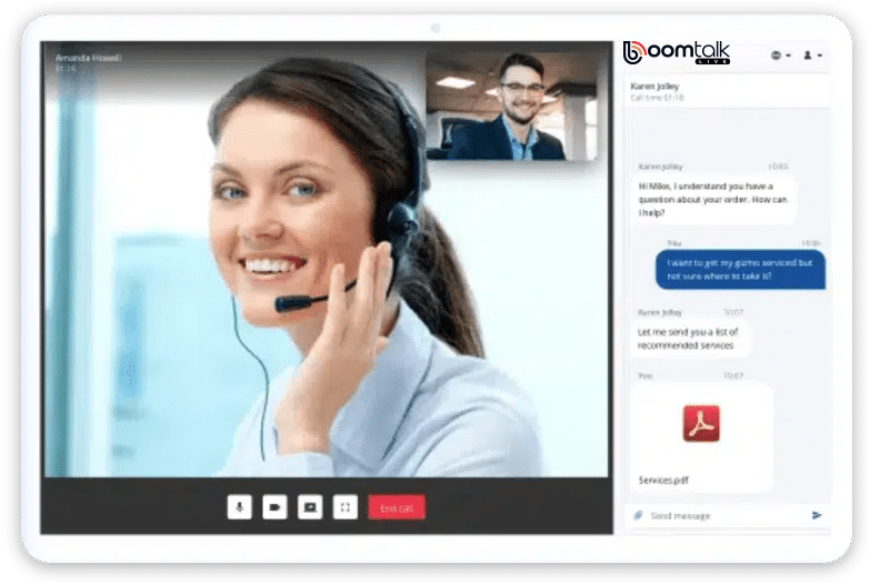 Secure file and screen sharing during a support session in BoomTalk Live