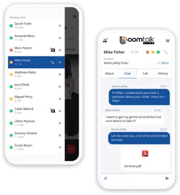 Real-time customer support messaging in BoomTalk Live